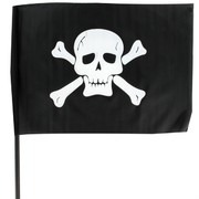 Pirate Flag Black Fabric On Stick 12x18 in Pk1 