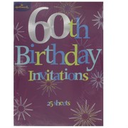 Invitation Purple 60 Birthday  Pk25 