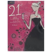 Invitation Pad 21 Birthday Pink & Black Pk25 