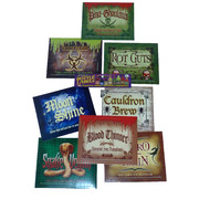 Assorted Scary Bottle Labels (Halloween) Pk 8 