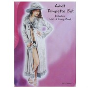 Adult Party Costume - Pimpette Silver Coat and Hat Pk1 