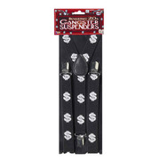 Party  Suspenders - Black with Silver Dollar Signs Pk1