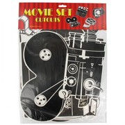 Hollywood Party Decoration - Movie Set 2-sided Cutouts (16in) Pk4 