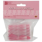 Tape Party Pink Ribbon 50ft x 3in Pk1 