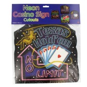 Casino Party Decoration - Neon Vegas Signs Cutout (41cm) Pk4 