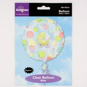 Baby Shower 18in  Magicolour Clear Foil Balloon - Baby Carriage Pk1
