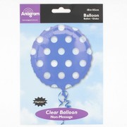 18in Blue Foil Balloon - Clear Polka Dots Pk1
