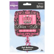 18in (45cm) Crown Bride To Be Square Foil Balloon Pk1