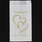 Wedding Cake Bag Two Hearts Gold Compliments Pk50 