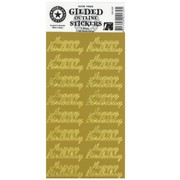 Stickers Gold Happy Birthday Script Pk1 