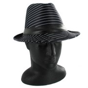 20's Blue Pinstripe Satin Gangster Hat Pk 1 