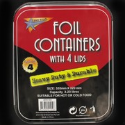 Foil Containers Heavy Duty With Lids 3.23L 335x320mm Pk4 