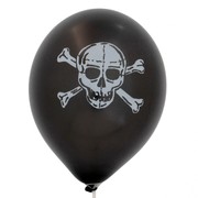 Pirate Party Balloons - Latex All Over Print Skull & Crossbones Pk10 