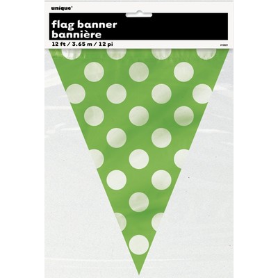 Lime Green & White Polka Dot Flag Banner (3.6m) Pk 1 