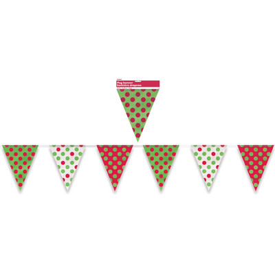 Red & Green Dots Flag Banner (3.65m) Pk 1