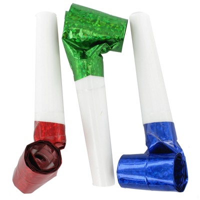 Assorted Party Blowouts - Laser Pk6 (Assorted Colours)