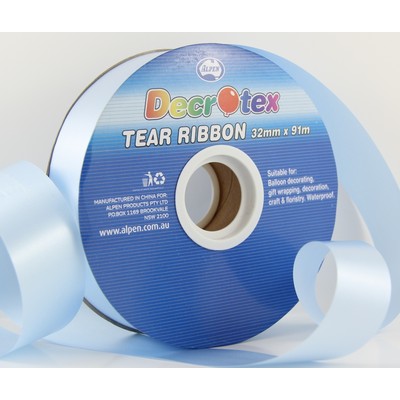 Light Blue Tear Ribbon (32mm x 91m) Pk 1