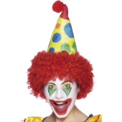 Clown Hat With Hair Red Pk 1 