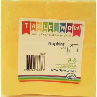 Yellow Party Napkins - Lunch 2 ply Pk100 