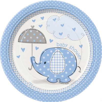 Blue Umbrellaphants 7in Paper Plates Pk 8