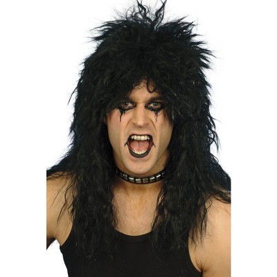 Hard Rocker Long Black Wig Pk 1