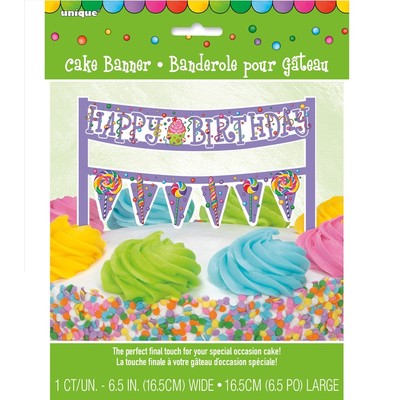 Candy Party Cake Banner Decoration (16.5cm) Pk 1