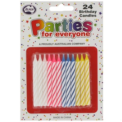 Candles Birthday Without Holder Pk24 (Assorted Colours)