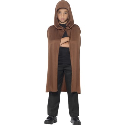Child Halloween Long Brown Hooded Cape Costume Pk 1