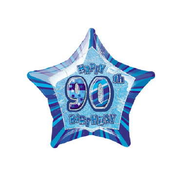 20in Glitz Blue & Silver Star 90 Foil Balloon Pk 1 