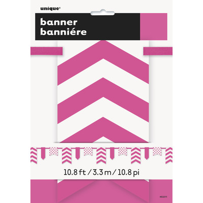 Hot Pink Dots and Stripes Flag Banner (3.3m) Pk 1