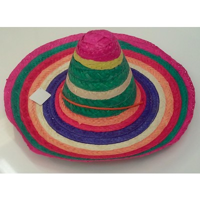 Adult Multi Coloured Straw Sombrero Hat Pk 1