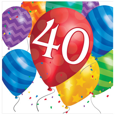 40th Birthday Balloon Blast 2Ply Lunch Napkins Pk 16