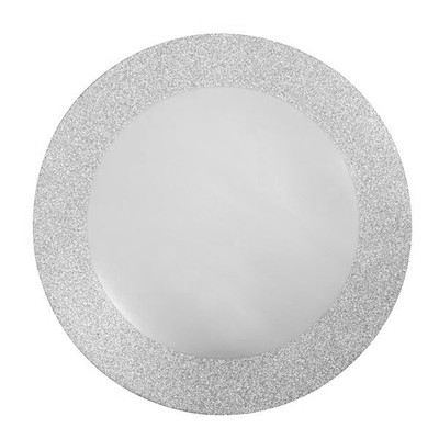 Round Silver Place Mats with Glitter Border (14in) Pk 8