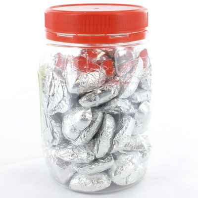 Silver Chocolate Hearts 500g (approx 50 hearts in jar)