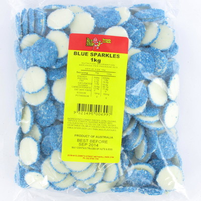 White Chocolate Sparkles (Blue) 1kg Pk 1 