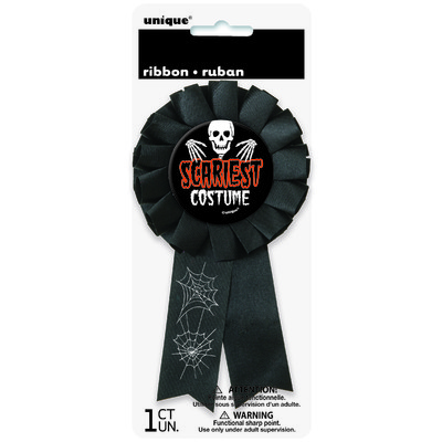 Black Halloween Scariest Costume Award Ribbon Pk 1