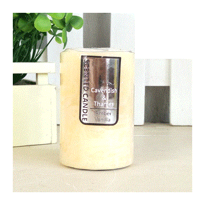 Beige Amber Vanilla Scented Pillar Candle (5cm x 7.5cm) Pk 1