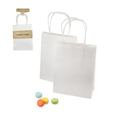White Kraft Bags with Handle (Medium Size) Pk 4