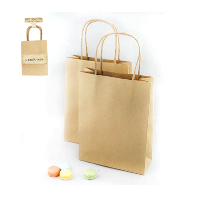 Brown Kraft Bags with Handle (Medium Size) Pk 4 