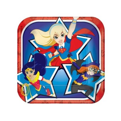Super Hero Girls 7in. Square Paper Plates Pk 8