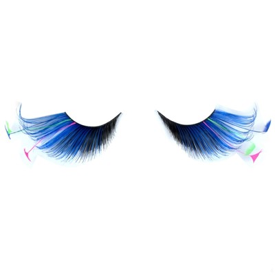 80's Party Eyelashes - Feather Tip Black & Blue (1 Pair)