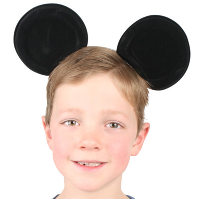 Large Black Mouse Ears on Headband Pk1