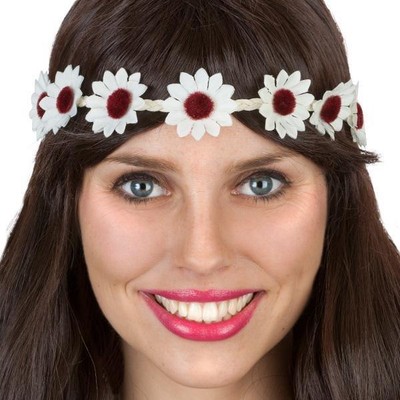 White Daisy Flower Chain Headband (Adult) Pk 1 