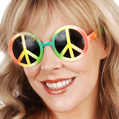 Multi Coloured Peace Sign Glasses with Dark Lenses Pk 1