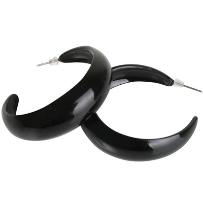 Black Hoop Earrings (For Pierced Ears) Pk 2