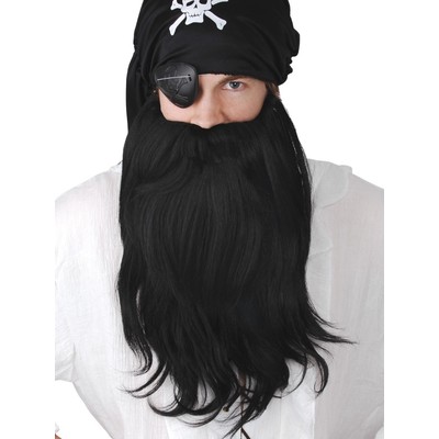 Beard & Mo Jumbo Pirate Set Black Pk1 (Moustache & Beard Only)