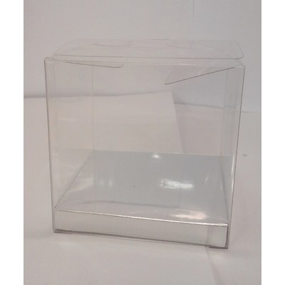 Clear Bonbonniere Box (75mm x 75mm x 75mm) with Silver Bases Pk 10