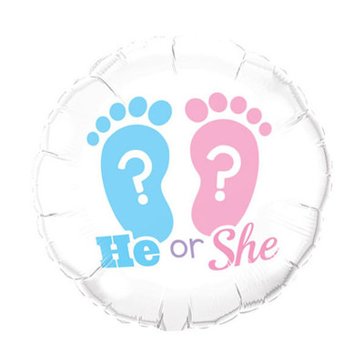 He or She Foot Prints Baby Reveal 18in Foil Balloon Pk 1