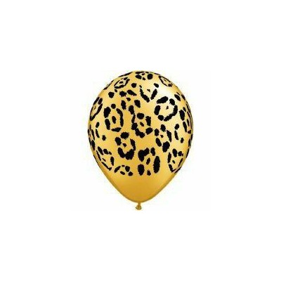 Leopard Print on Metallic Gold 28cm Latex Balloons Pk 10