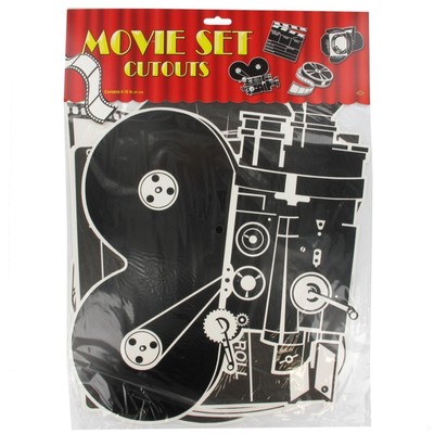 Hollywood Party Decoration - Movie Set 2-sided Cutouts (16in) Pk4 (Assorted Designs)